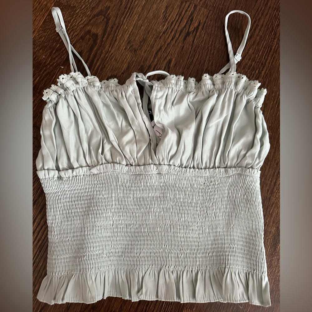 NWT papermoon mint green smocked tank size small
